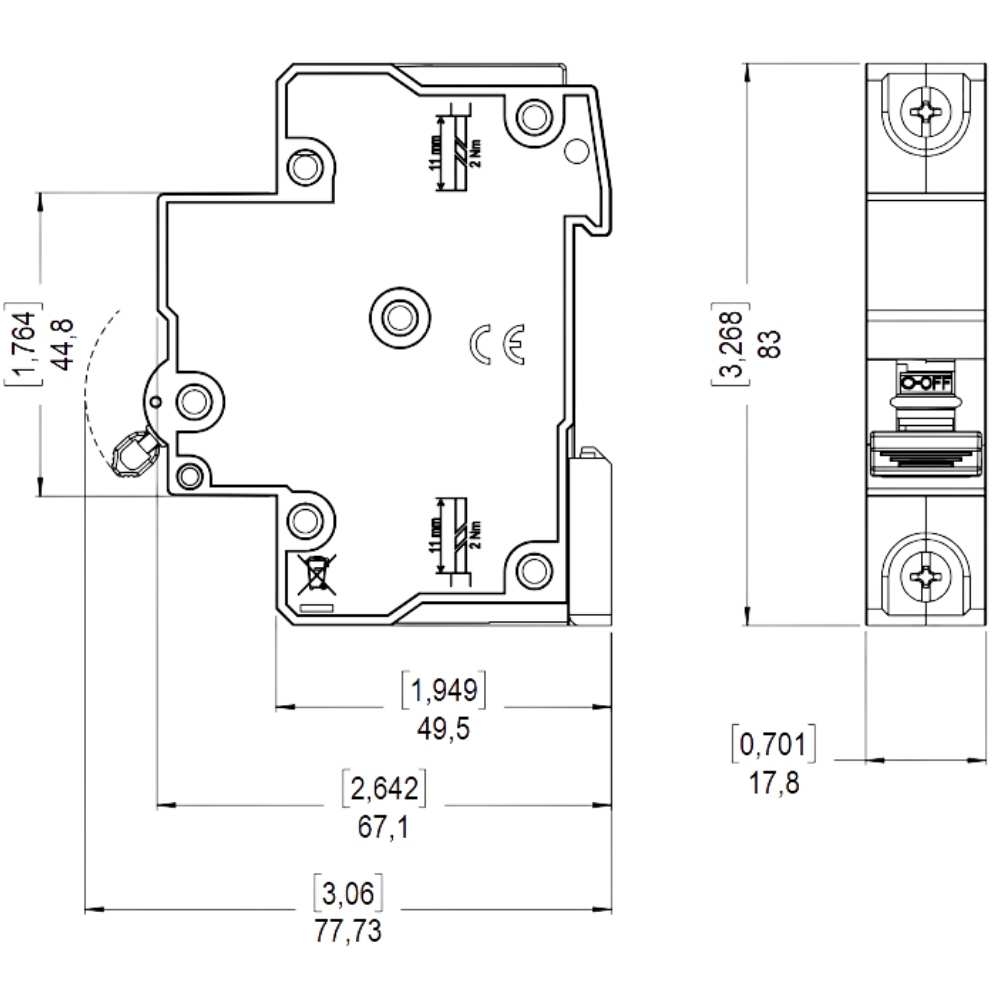 DISJUNTOR DIN 1 POLO 50A 3KA CURVA C - WEG