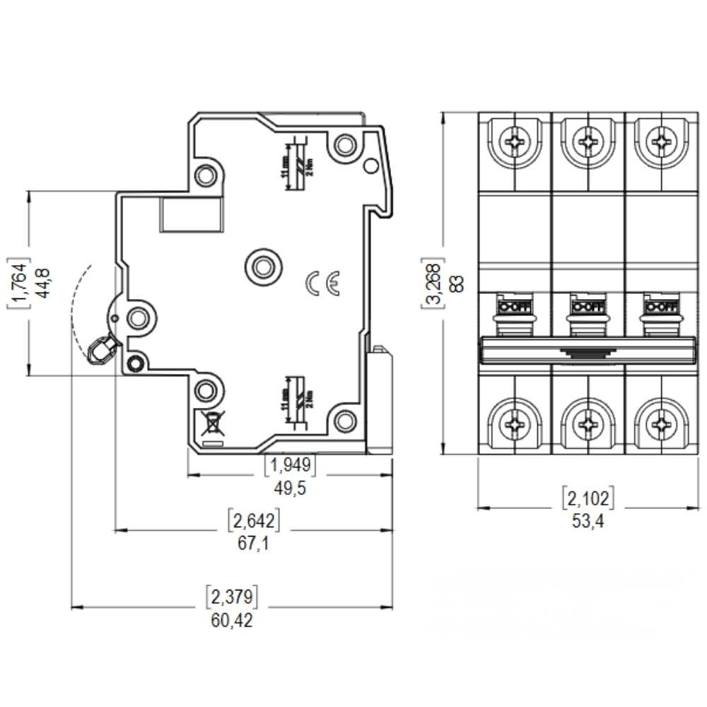 DISJUNTOR DIN 3 POLO 6A 3KA CURVA C - WEG