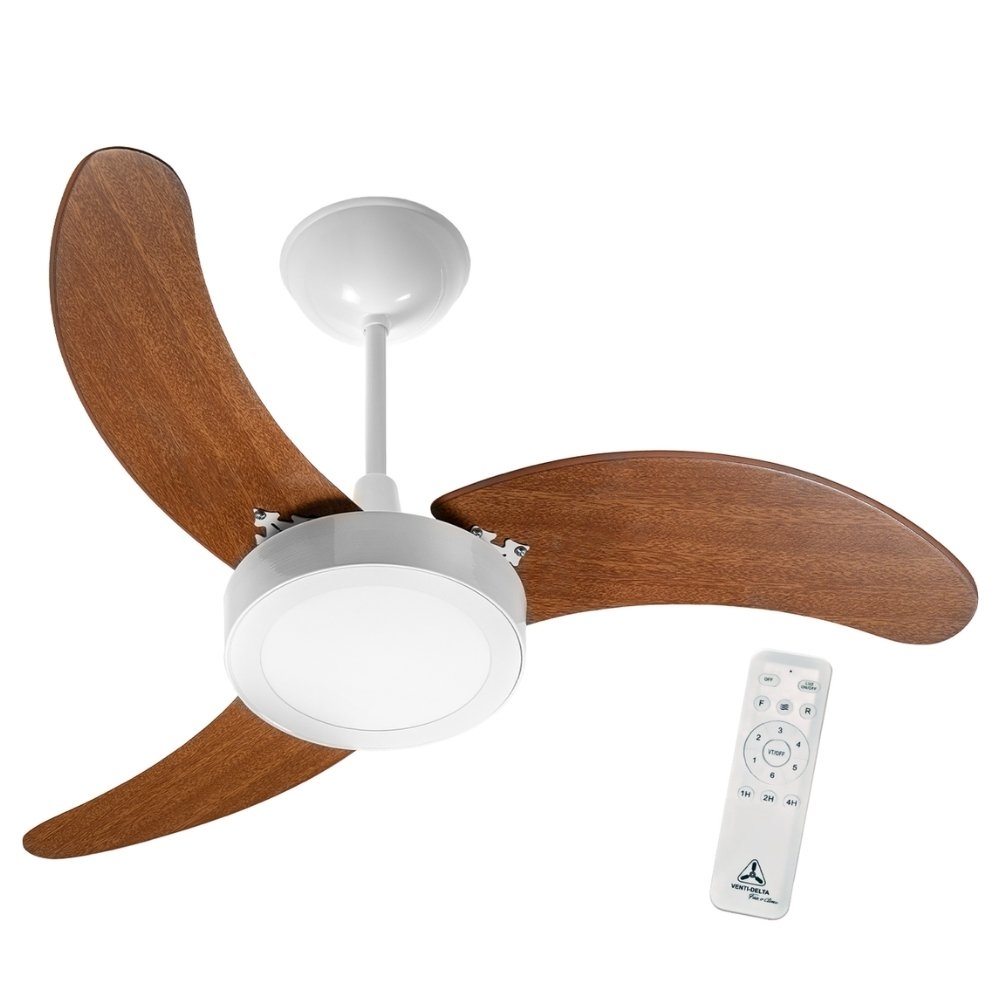 VENTILADOR INVERTER SUPER LED TETO 3 PAS 18W BIVOLT BRANCO COM CONTROLE - VENTI DELTA