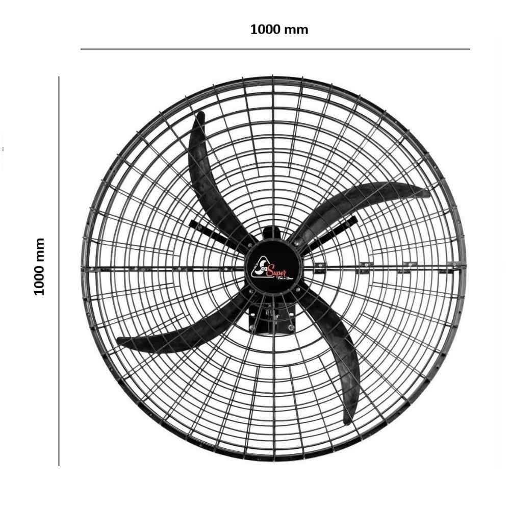VENTILADOR SUPER DELTA OSCILANTE PAREDE 1/2CV BIVOLT 1METRO PRETO - VENTI-DELTA