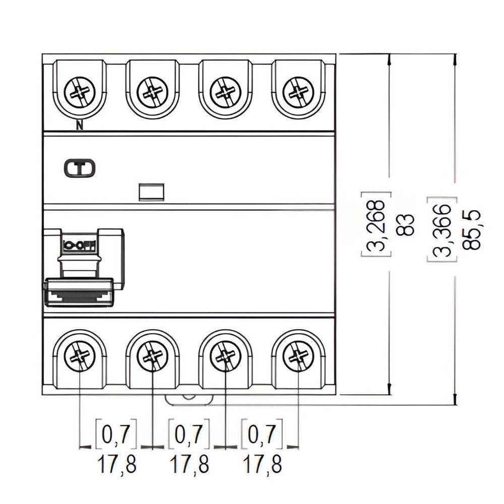 INTERRUPTOR DIFERENCIAL DR 4 POLO 63A 30MA CLASSE AC - WEG