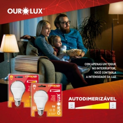 LAMPADA LED DIMERIZAVEL BULBO E27 9W BIVOLT LUZ AMARELA 2700K - OUROLUX