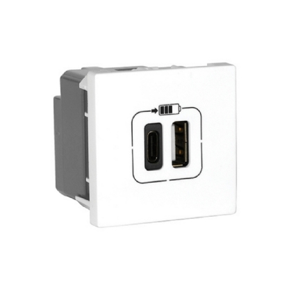 MODULO TOMADA COM 2 USB TIPO A + C 3A BRANCO PIAL PLUS+ - LEGRAND