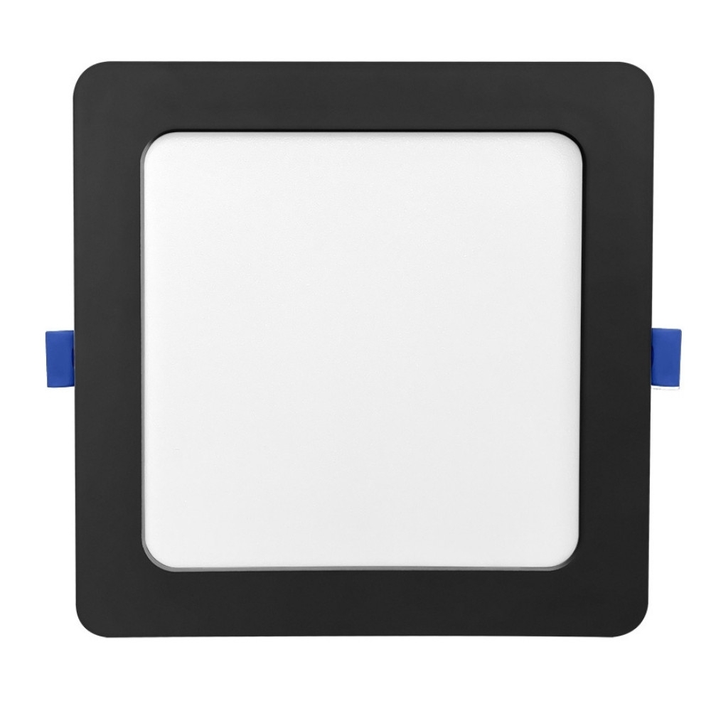PAINEL LED EMBUTIR 12W BIVOLT LUZ AMARELA 3000K 1080LM QUADRADO PRETO 17CM - BLUMENAU