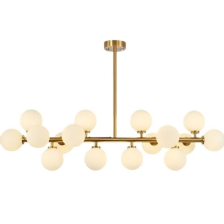 PENDENTE 16 GLOBOS FOSCO PARA 16 LAMPADAS G9 CRISTAL GOLD - DUAL