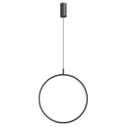PENDENTE LED HOOP 25W LUZ AMARELA 3000K 2500LM 80CM PRETO - HEVVY