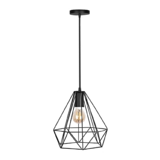 PENDENTE ARAMADO SOLO PARA 1 LAMPADA E27 BIVOLT PRETO 24 CM - KIN LIGHT