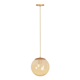 PENDENTE CATAR PARA 1 LAMPADA E27 DOURADO CHP COM GLOBO AMBAR 20CM - KIN LIGHT