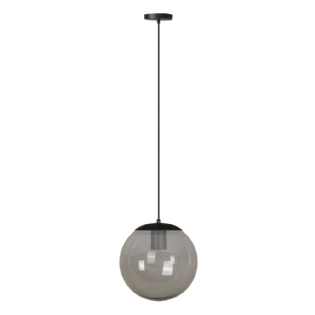 PENDENTE CATAR PARA 1 LAMPADA E27 PRETO COM GLOBO FUME 25CM - KIN LIGHT