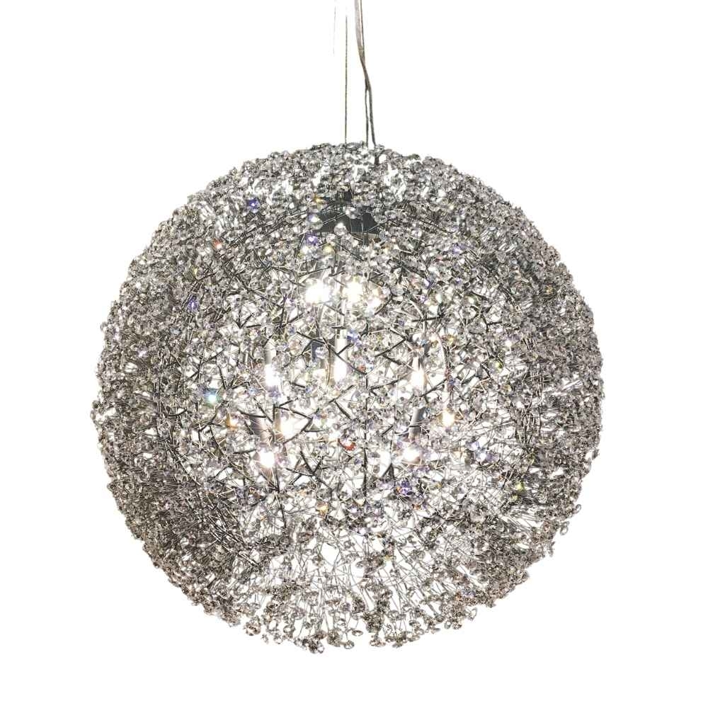 PENDENTE GLOBO PARA 12 LAMPADA G9 CRISTAL DOURADO 80CM - LAMPLUZ