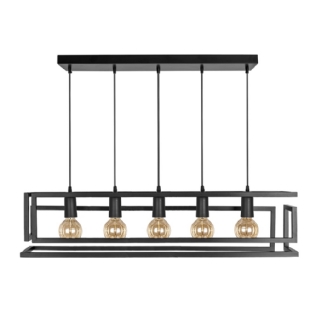 PENDENTE KONIN PARA 5 LAMPADAS E27 PRETO - KIN LIGHT