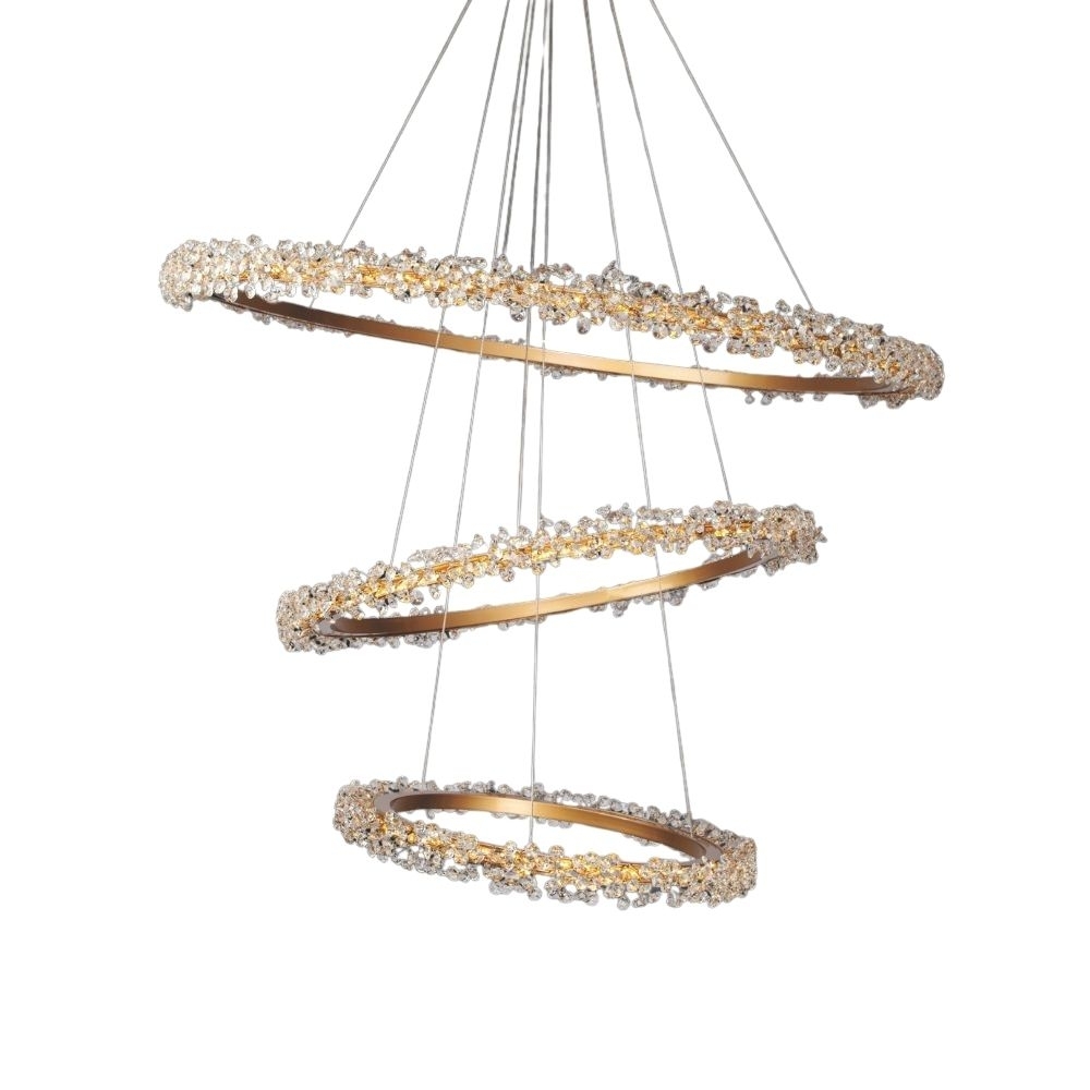PENDENTE LED CRISTAL ANILLO 3 AROS 40X60X80 CM - LAMPLUZ