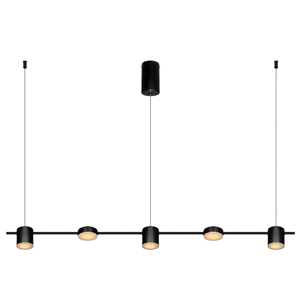 PENDENTE LED LUME 8W BIVOLT LUZ AMARELA 3000K 320LM PRETO RETO 120CM - BLUMENAU