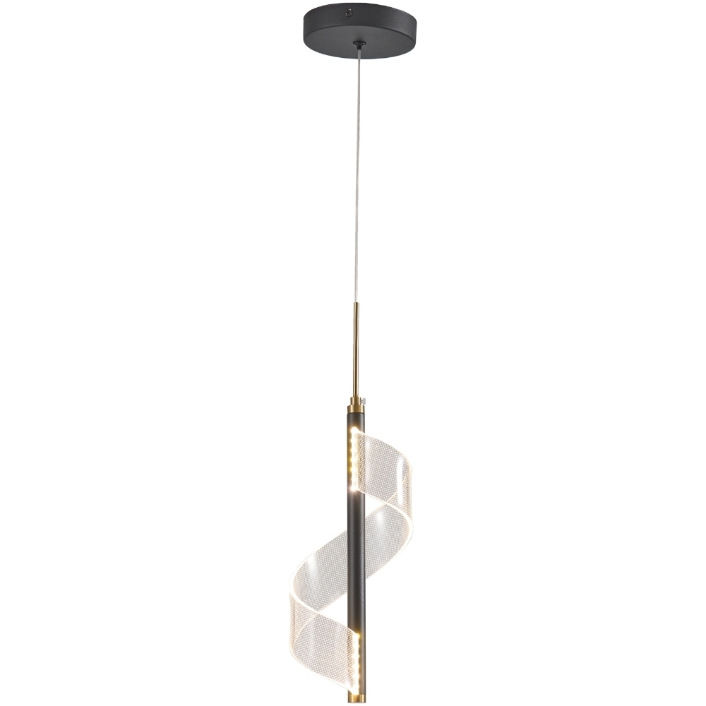 PENDENTE LED MAST 12X30 5W BIVOLT LUZ AMARELA 3000K 450LM PRETO DOURADO - SKYLIGHT