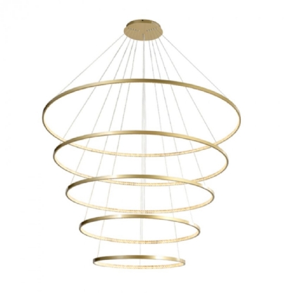 PENDENTE LED MILANO 157W LUZ AMARELA 3000K 15700LM DOURADO 5 ANEIS - HEVVY