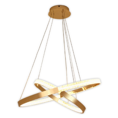 PENDENTE LED ROMA 50W LUZ AMARELA 3000K 5000LM DOURADO 2 ANEIS - HEVVY