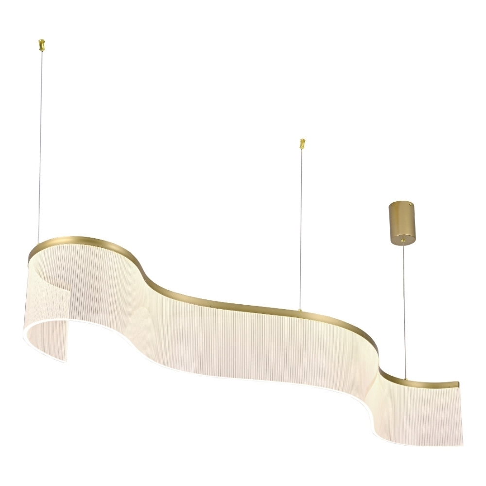 PENDENT LED SINUOUS 150X20CM 45W BIVOLT LUZ AMARELA 3000K 3600LM DOURADO - SKYLIGHT