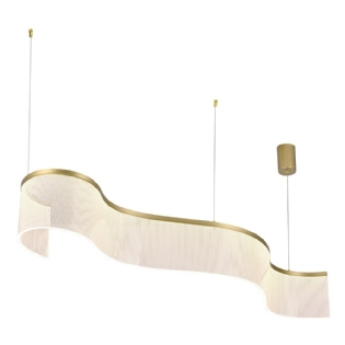 PENDENT LED SINUOUS 150X20CM 45W BIVOLT LUZ AMARELA 3000K 3600LM DOURADO - SKYLIGHT