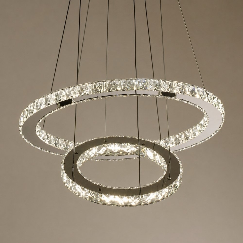 PENDENTE LED SLIM ESPECIAL 2 ALIANCAS 31W LUZ AMARELA 3000K CROMADO - DNA