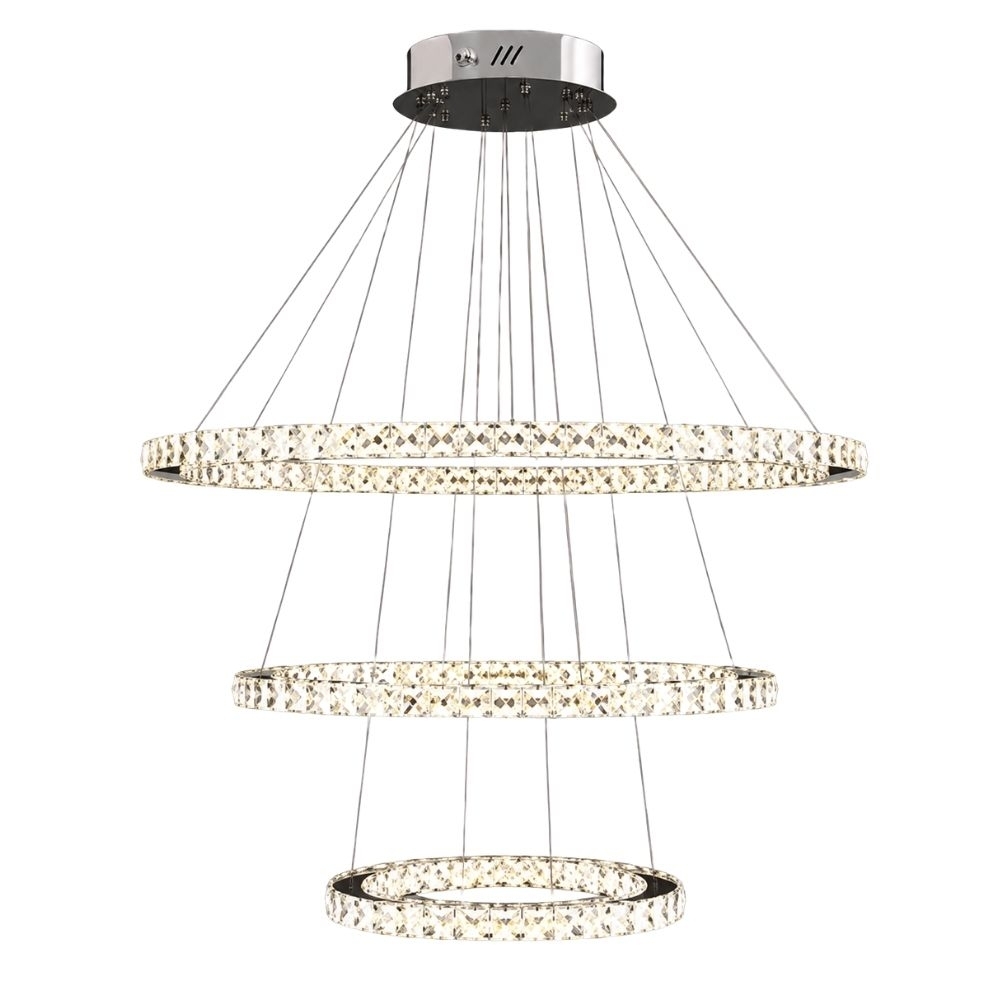 PENDENTE LED SLIM ESPECIAL 3 ALIANCAS 45W LUZ AMARELA 3000K CRISTAL GOLD - DNA