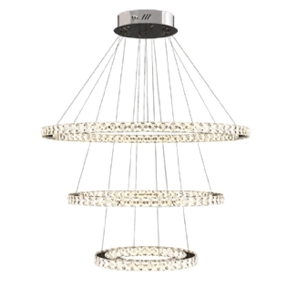 PENDENTE LED SLIM ESPECIAL 3 ALIANCAS 45W LUZ AMARELA 3000K CRISTAL GOLD - DNA