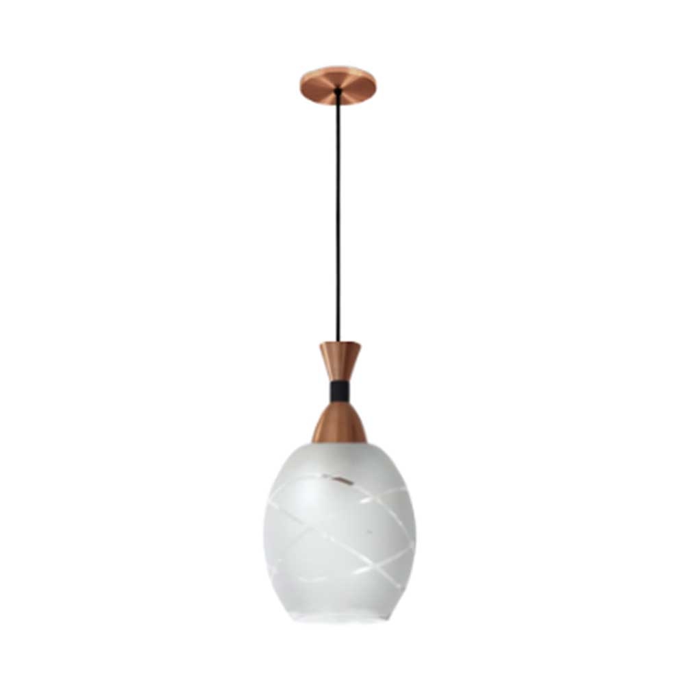PENDENTE MALASIA PARA 1 LAMPADA E27 VIDRO/ALUMINIO BRANCO - KIN LIGHT