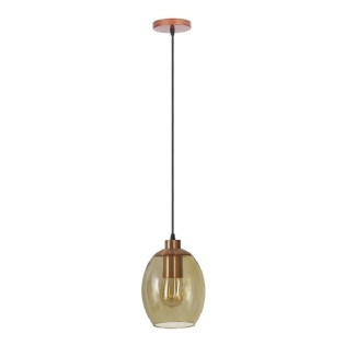 PENDENTE MASCATE VIDRO AMBAR PARA 1 LAMPADA E27 CRISTAL - KIN LIGHT