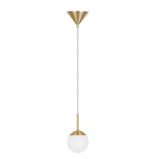 PENDENTE ORBE PARA 1 LAMPADA G9 DOURADO VERNIZ VIDRO FOSCO - KIN LIGHT