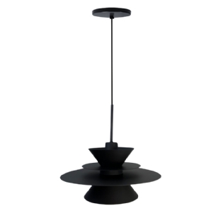 PENDENTE SATURNO PARA 1 LAMPADA E27 PEQUENO PRETO COM HASTE - TY ILUMINACAO