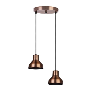 PENDENTE VIENA PARA 2 LAMPADAS 60W E27 ALUMINIO COBRE E PRETO - KIN LIGHT