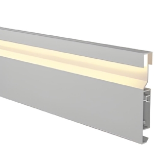 PERFIL LED SOBREPOR RODAPE 15MM 10W/M 12V LUZ AMARELA 2700K BRANCO 3 METROS - LUMINATTI