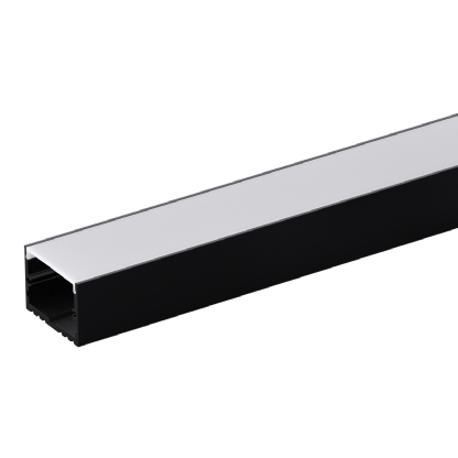 PERFIL SOBREPOR 30MM PRETO DIFUSOR BRANCO 30X22MM COM 3 METROS - LUMINATTI