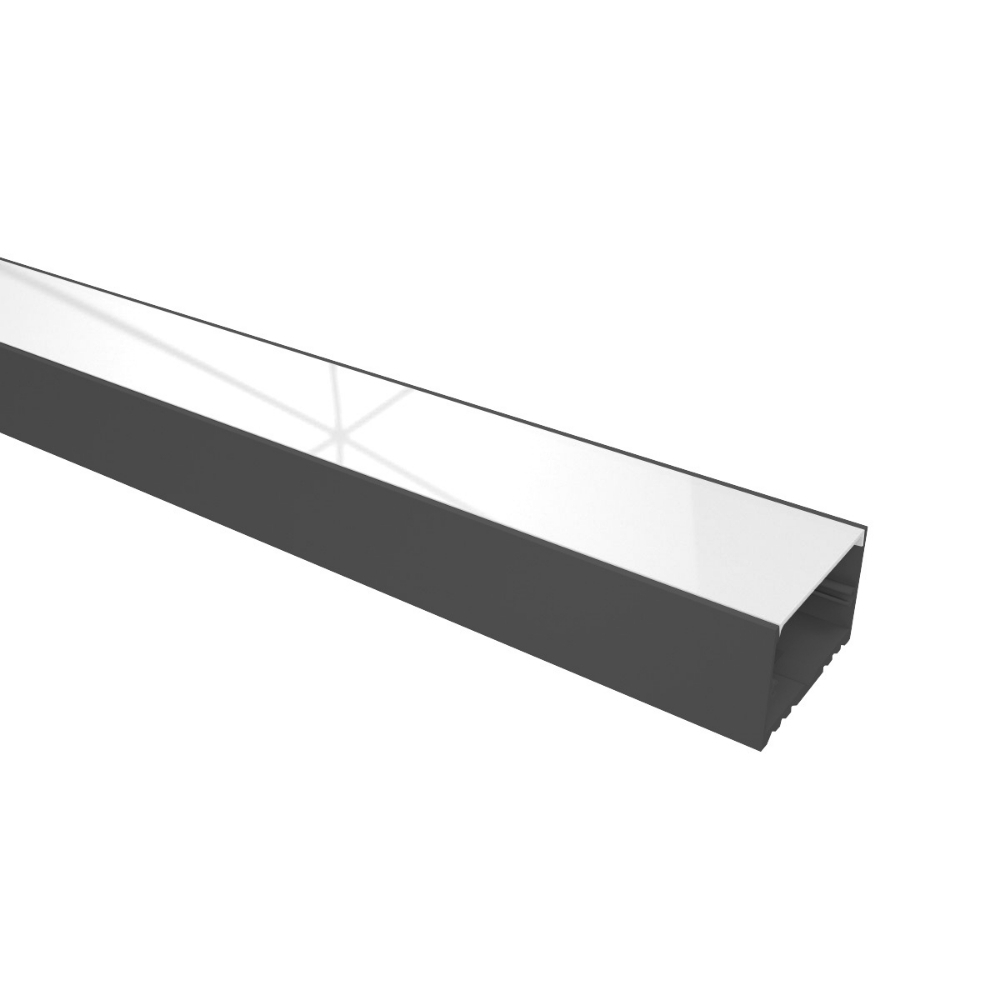 PERFIL SOBREPOR 30MM PRETO DIFUSOR BRANCO LIGHT 1 METRO - LUMINATTI