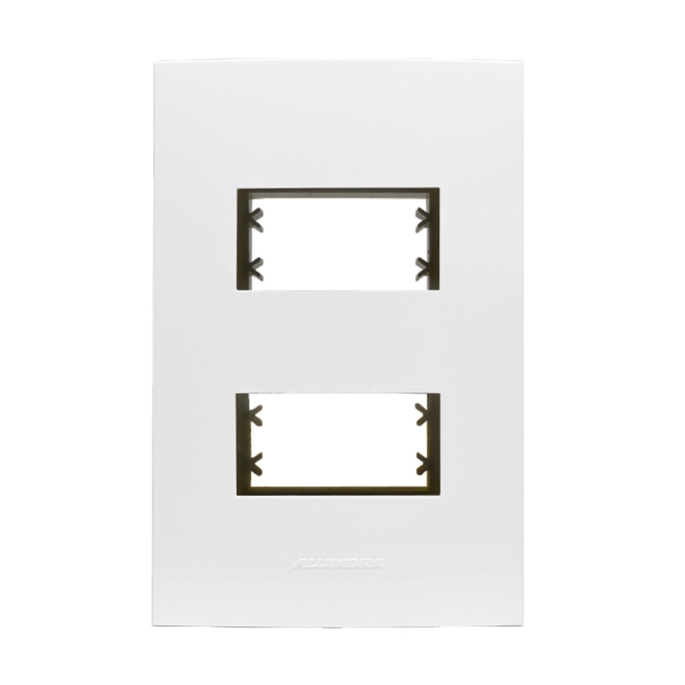 PLACA 4X2 PARA 2 POSTOS SEPARADOS COM SUPORTE BRANCO INOVA PRO - ALUMBRA