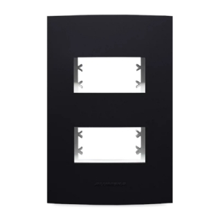 PLACA 4X2 PARA 2 POSTOS SEPARADOS COM SUPORTE PRETO FOSCO INOVA PRO - ALUMBRA