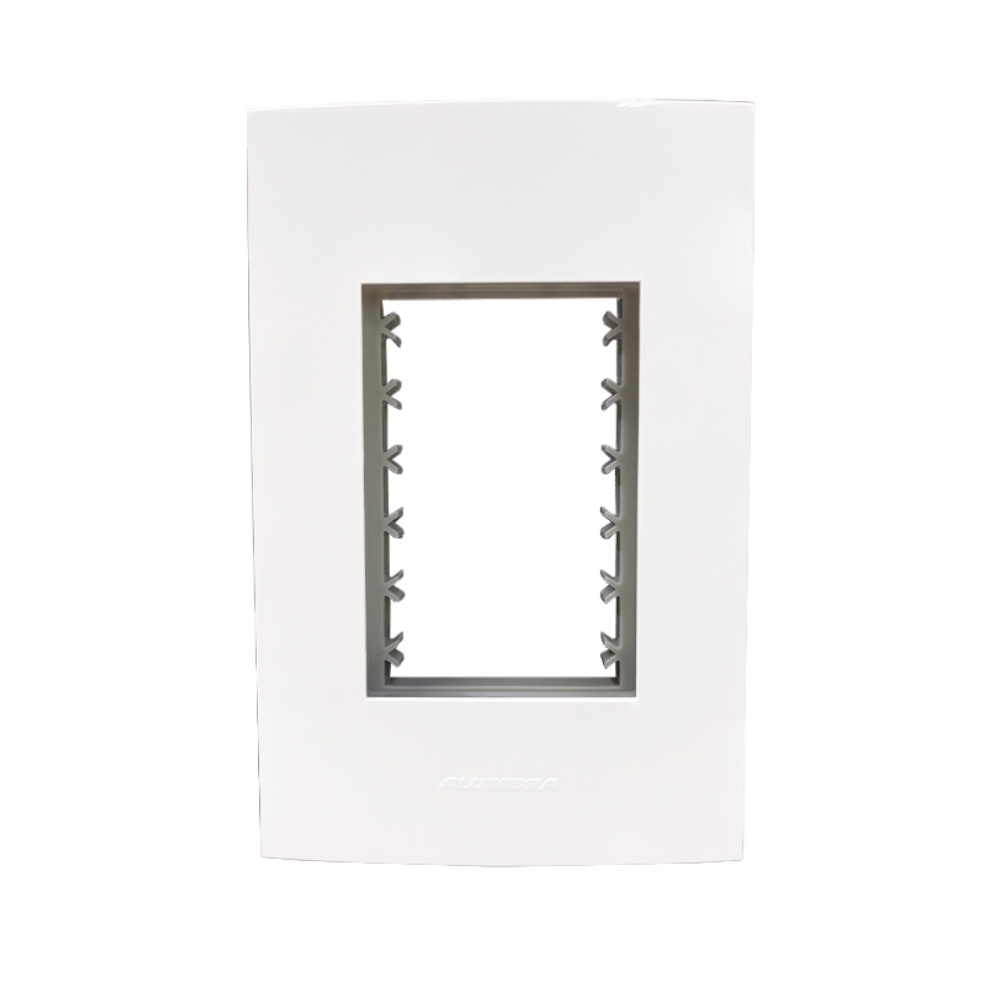 PLACA 4X2 PARA 3 POSTOS JUNTOS COM SUPORTE BRANCO INOVA PRO - ALUMBRA