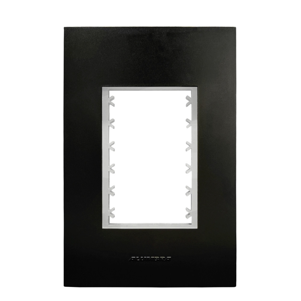 PLACA 4X2 PARA 3 POSTOS JUNTOS COM SUPORTE PRETO FOSCO INOVA PRO - ALUMBRA