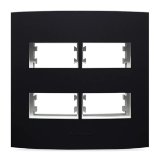 PLACA 4X4 PARA 4 POSTOS SEPARADOS COM SUPORTE PRETO FOSCO INOVA PRO - ALUMBRA
