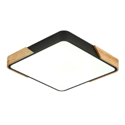 PLAFON LED 48W LUZ AMARELA/NEUTRA/BRANCO 3840LM PRETO E MADEIRA QUADRADO 40CM - HEVVY