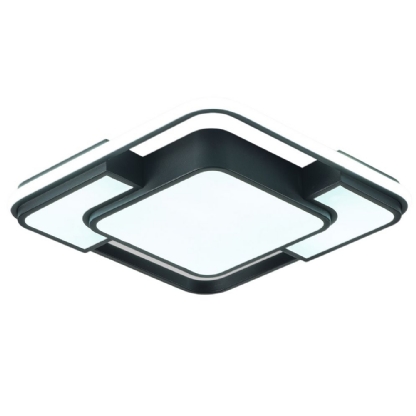 PLAFON LED 54W LUZ AMARELA/NEUTRA/BRANCA 4320LM PRETO QUADRADO - HEVVY