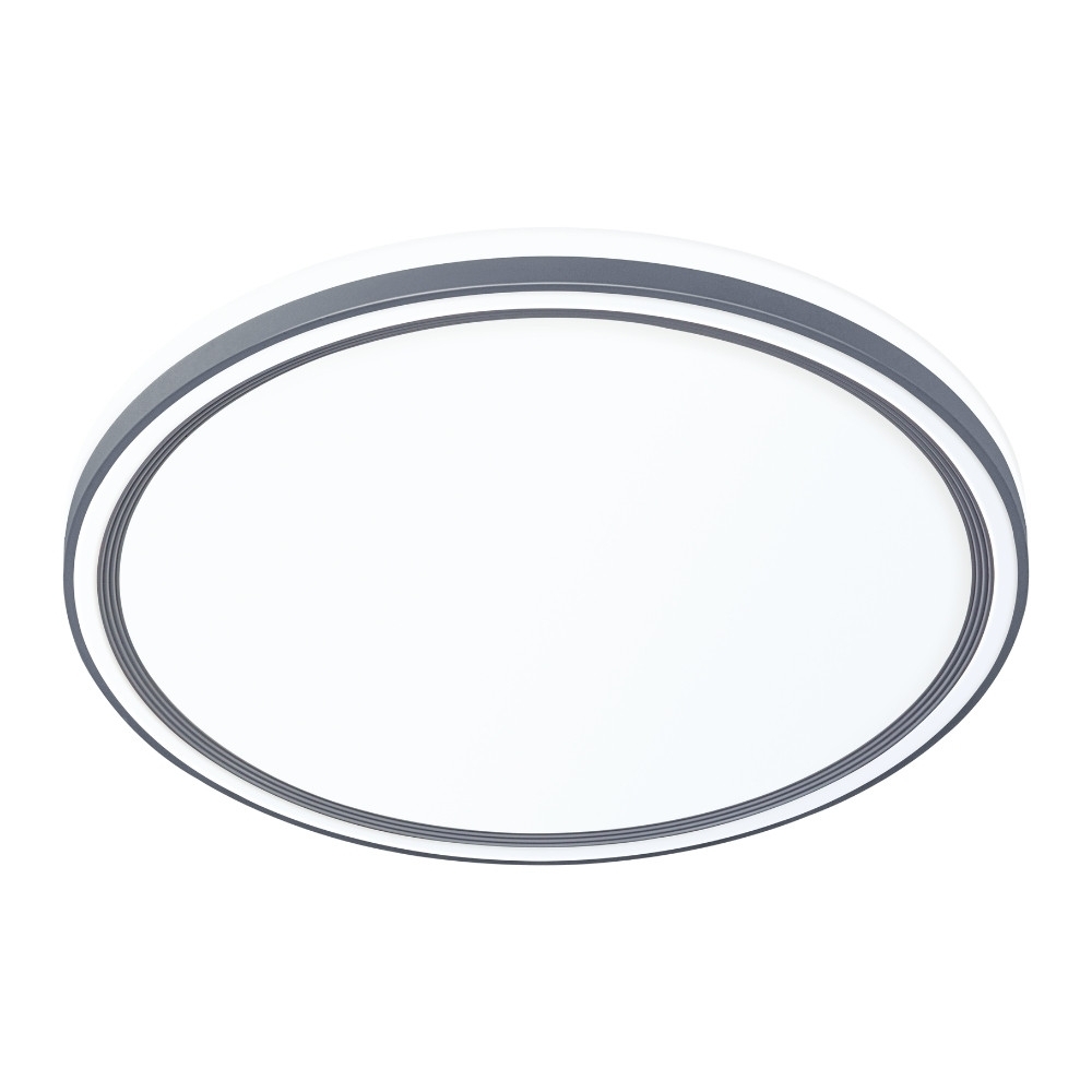 PLAFON LED GENOVA 37W 3000K/4000K/6000K CINZA 37CM REDONDO - HEVVY