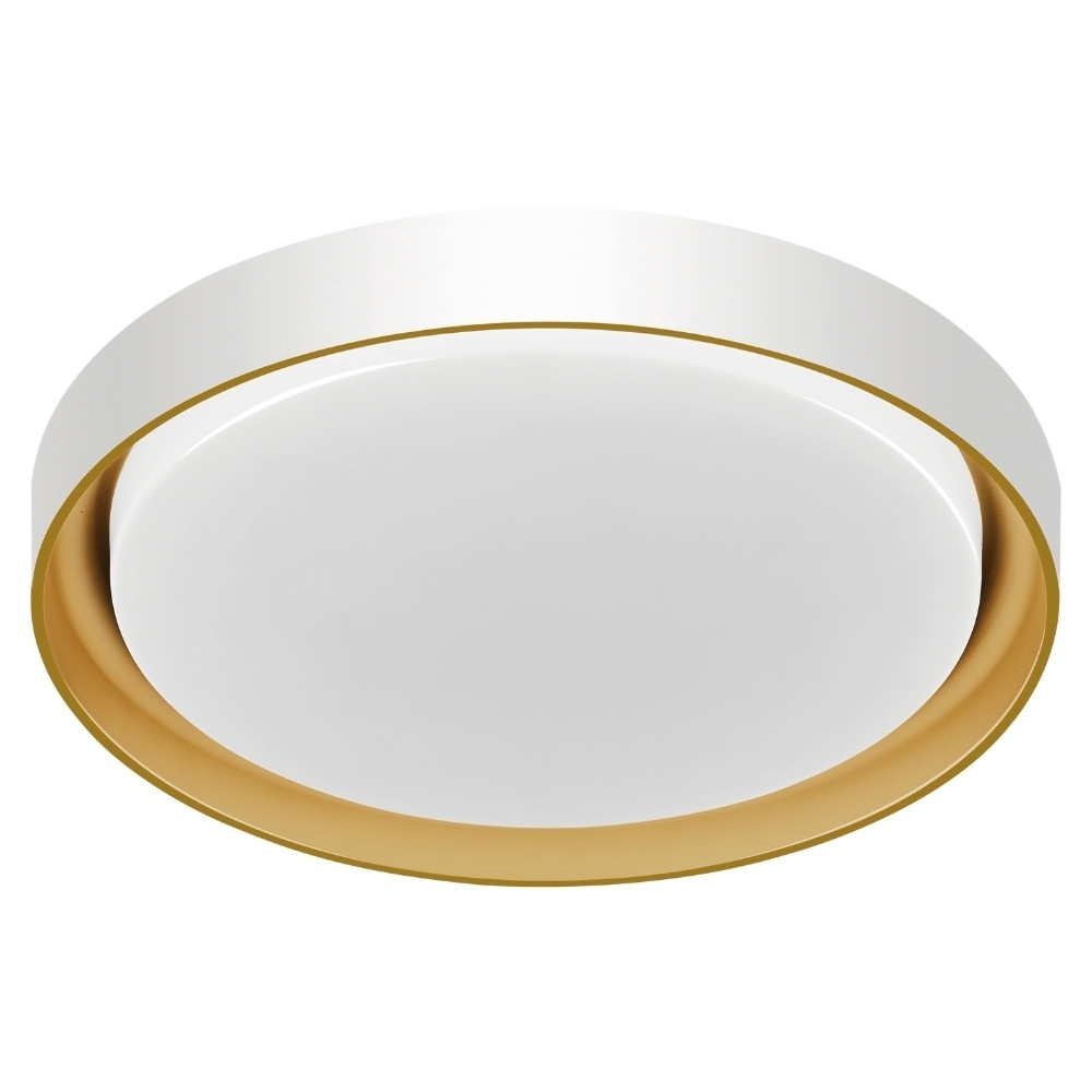 PLAFON LED SIENA 30W 3000K 4000K 6000K 2300LM D41CM BRANCO E GOLD - HEVVY
