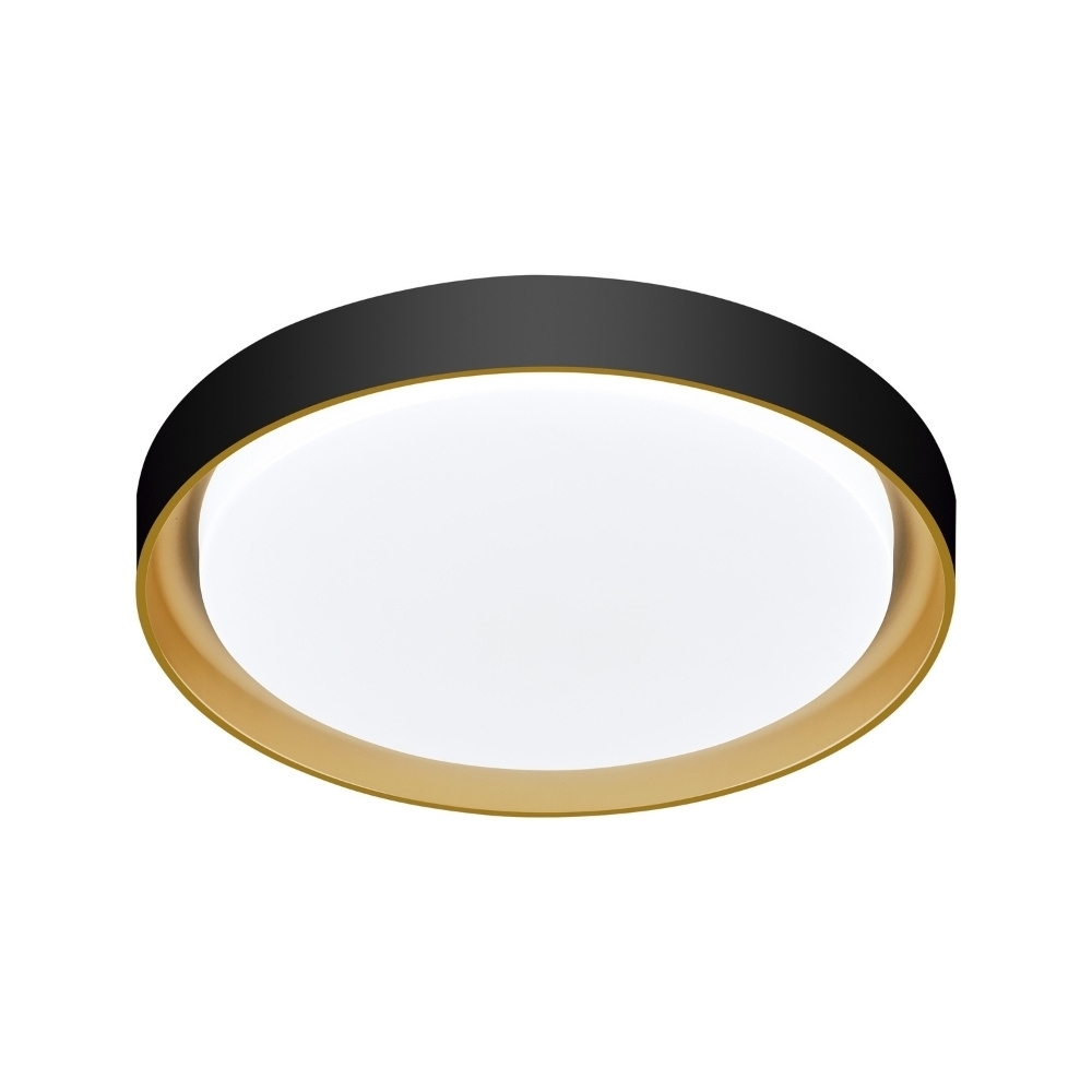 PLAFON LED SIENA 30W 3000K 4000K 6000K 2300LM D41CM PRETO DOURADO - HEVVY
