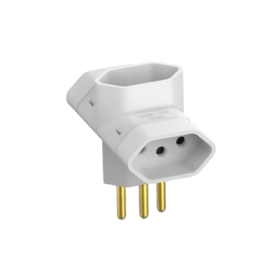PLUG BENJAMIN 3 SAIDAS 2 POLOS +TERRA 10A 250V BRANCO - SOPRANO