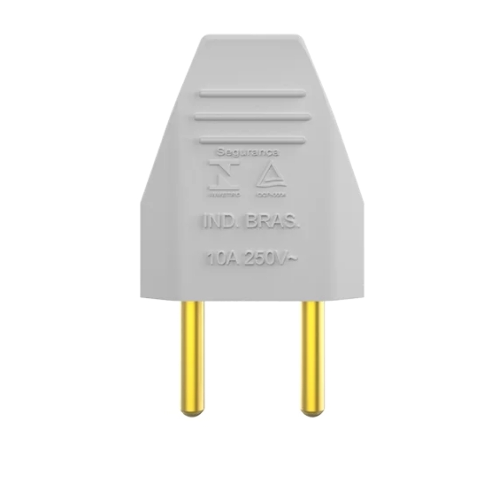 PLUG MACHO 2 POLOS 10A 250V BRANCO - SOPRANO