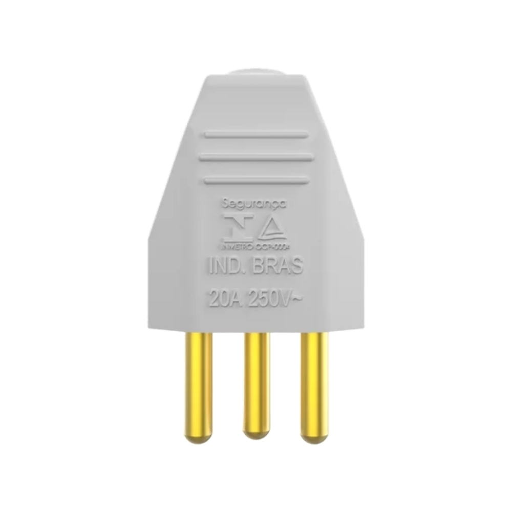 PLUG MACHO 2 POLOS + TERRA 20A 250V BRANCO - SOPRANO