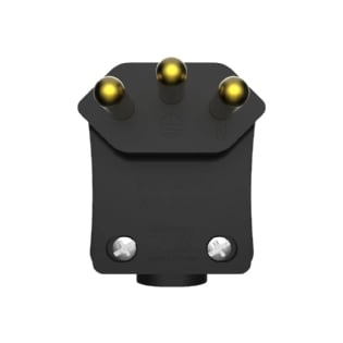 PLUG MACHO 90G 2 POLOS + TERRA 20A 250V COM PRENSA CABO PRETO - SOPRANO