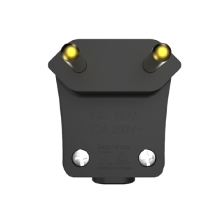 PLUG MACHO 90G 2P 10A 250V COM PRENSA CABO PRETO - SOPRANO