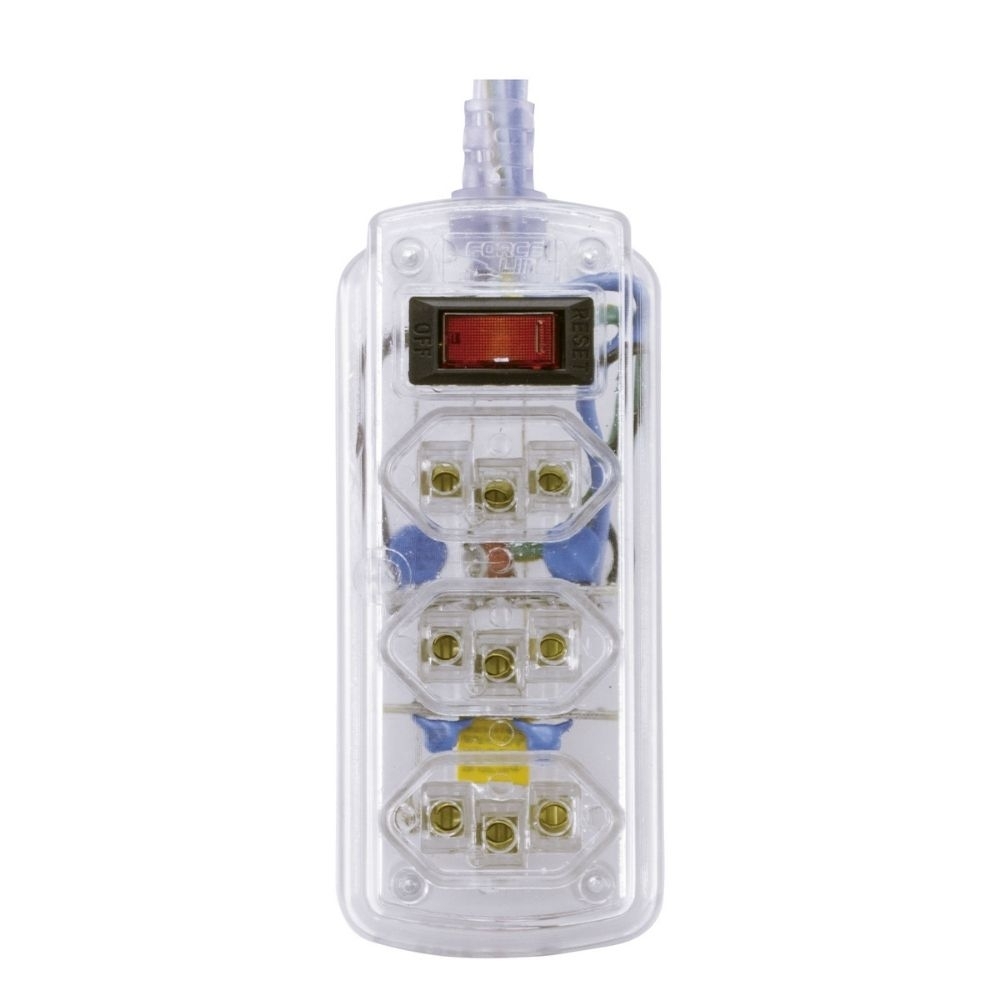PROTETOR DE SURTO PARA 3 TOMADA 20A TRANSPARENTE - FORCE LINE