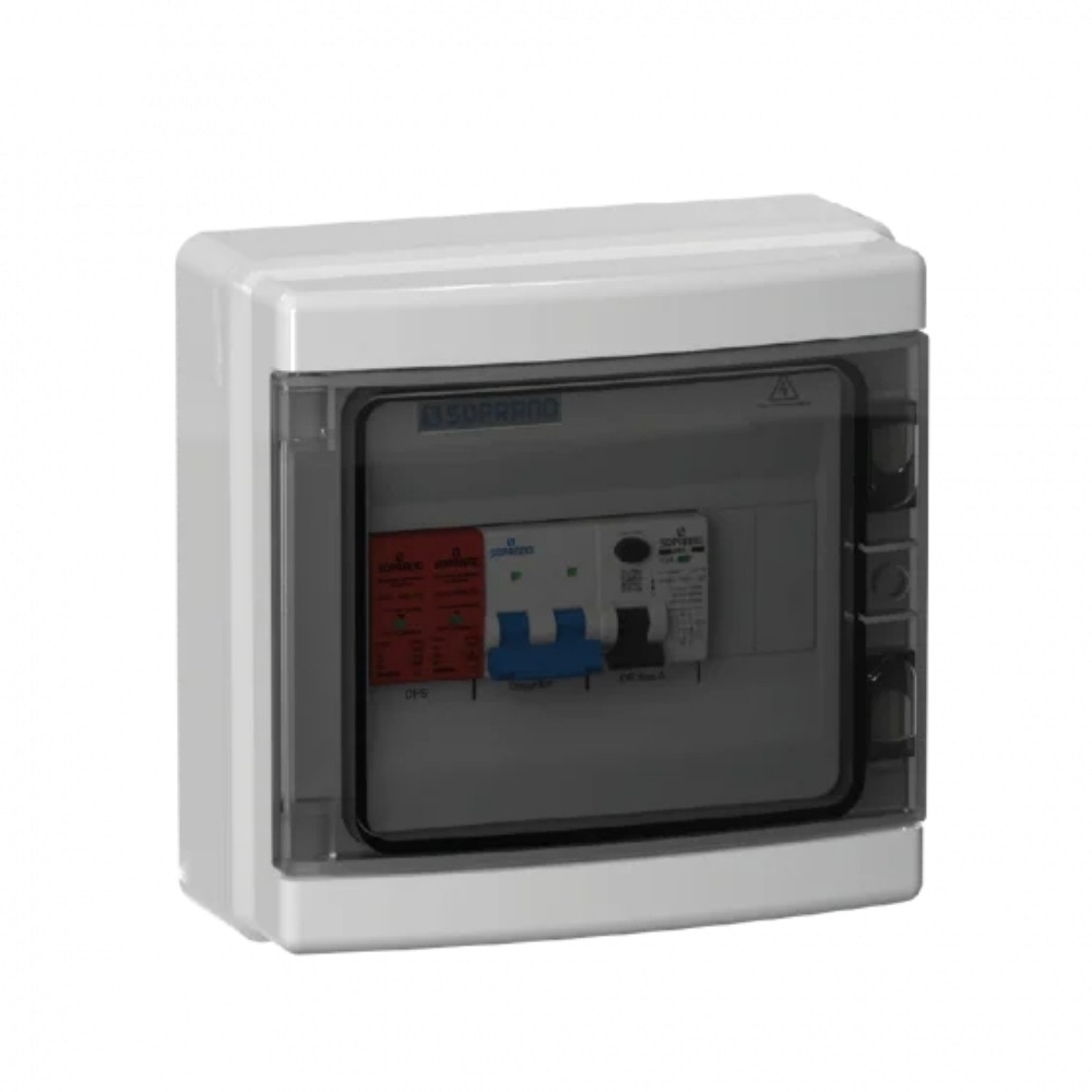 QUADRO PROTECAO CARREGADOR VEICULARES 7,4KW 220V 32A CINZA SEM TOMADA - SOPRANO